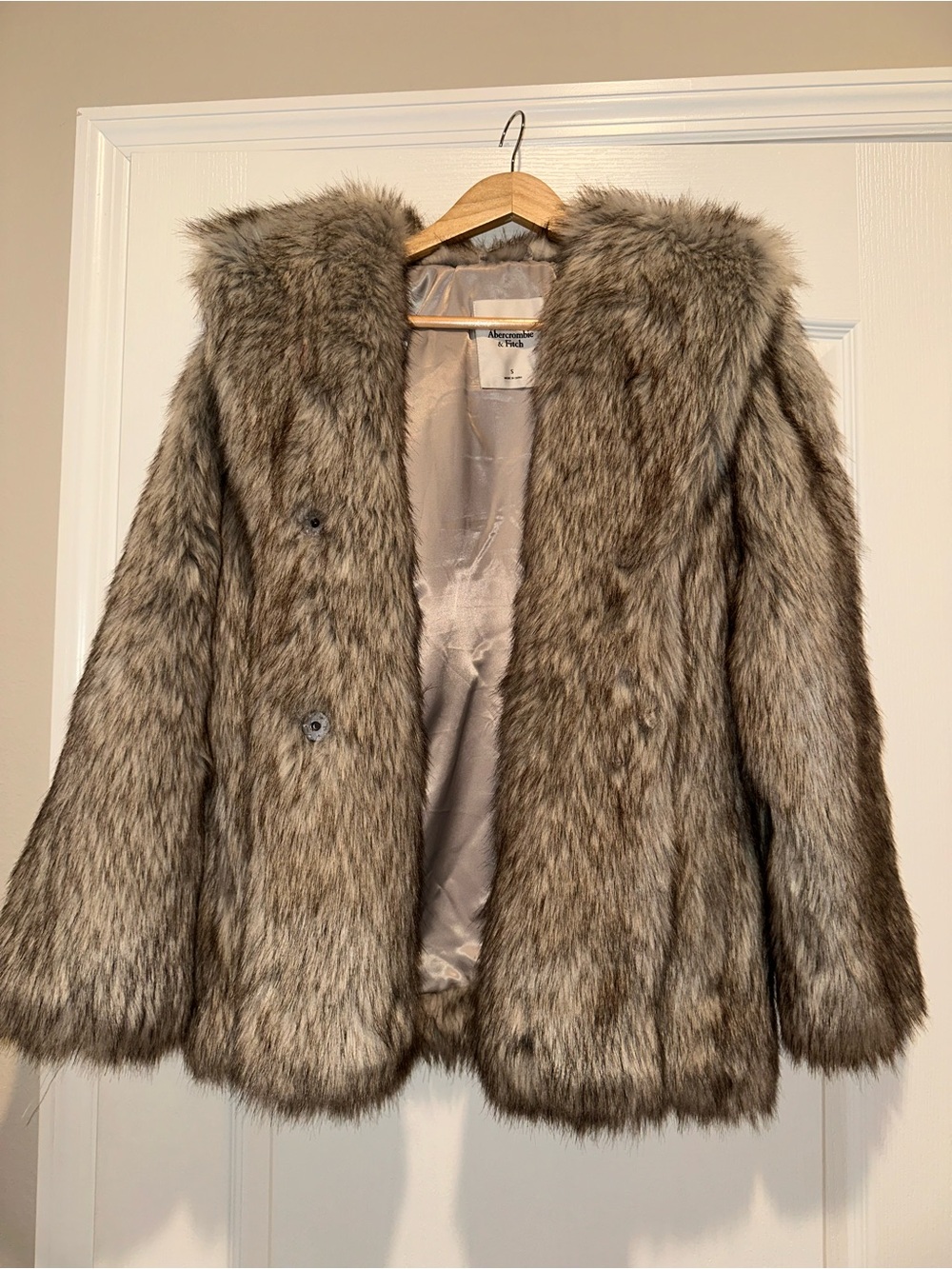 Abercrombie & Fitch Taupe Faux Fur Teddy Jacket